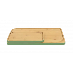 luxe soldes Lot 2 Planches à Découper Bambou Avec Rigole Vert Sauge Pebbly 6