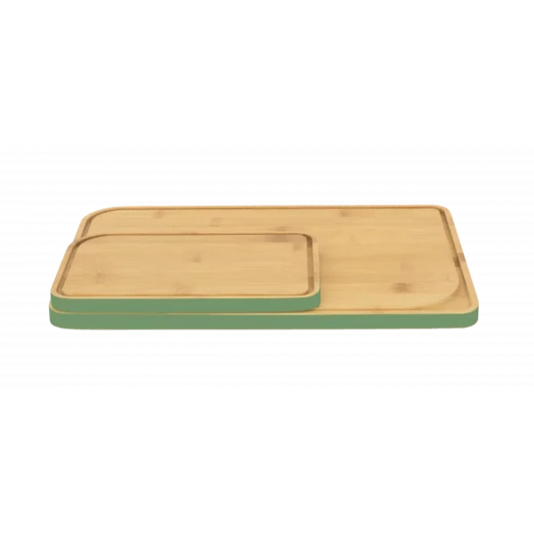 luxe soldes Lot 2 Planches à Découper Bambou Avec Rigole Vert Sauge Pebbly 3